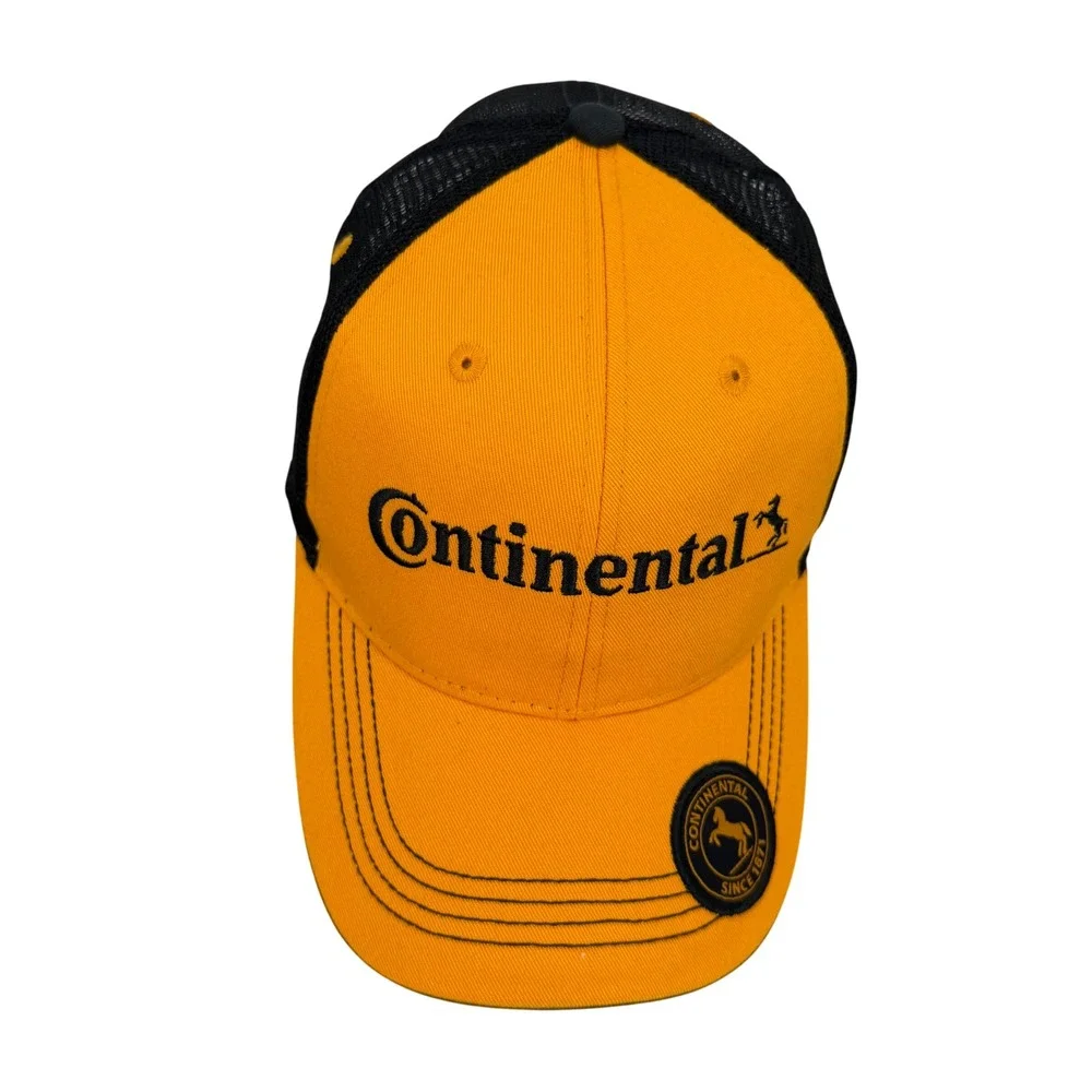 Continental Tires Trucker Hat Yellow Black Mesh Snapback Baseball Cap Mens OSFM
